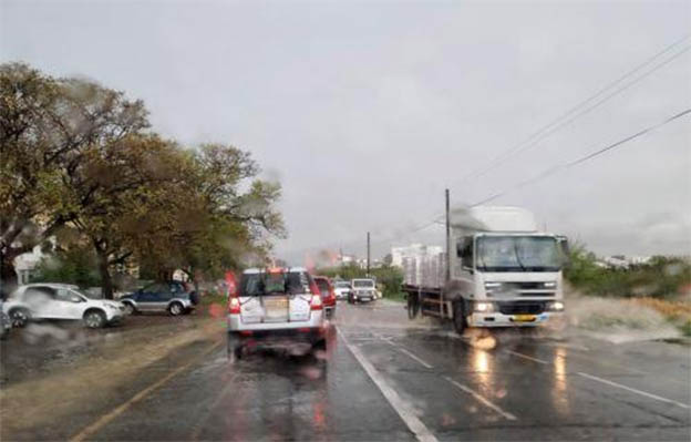image Limassol roads affected by overnight rains, being cleared