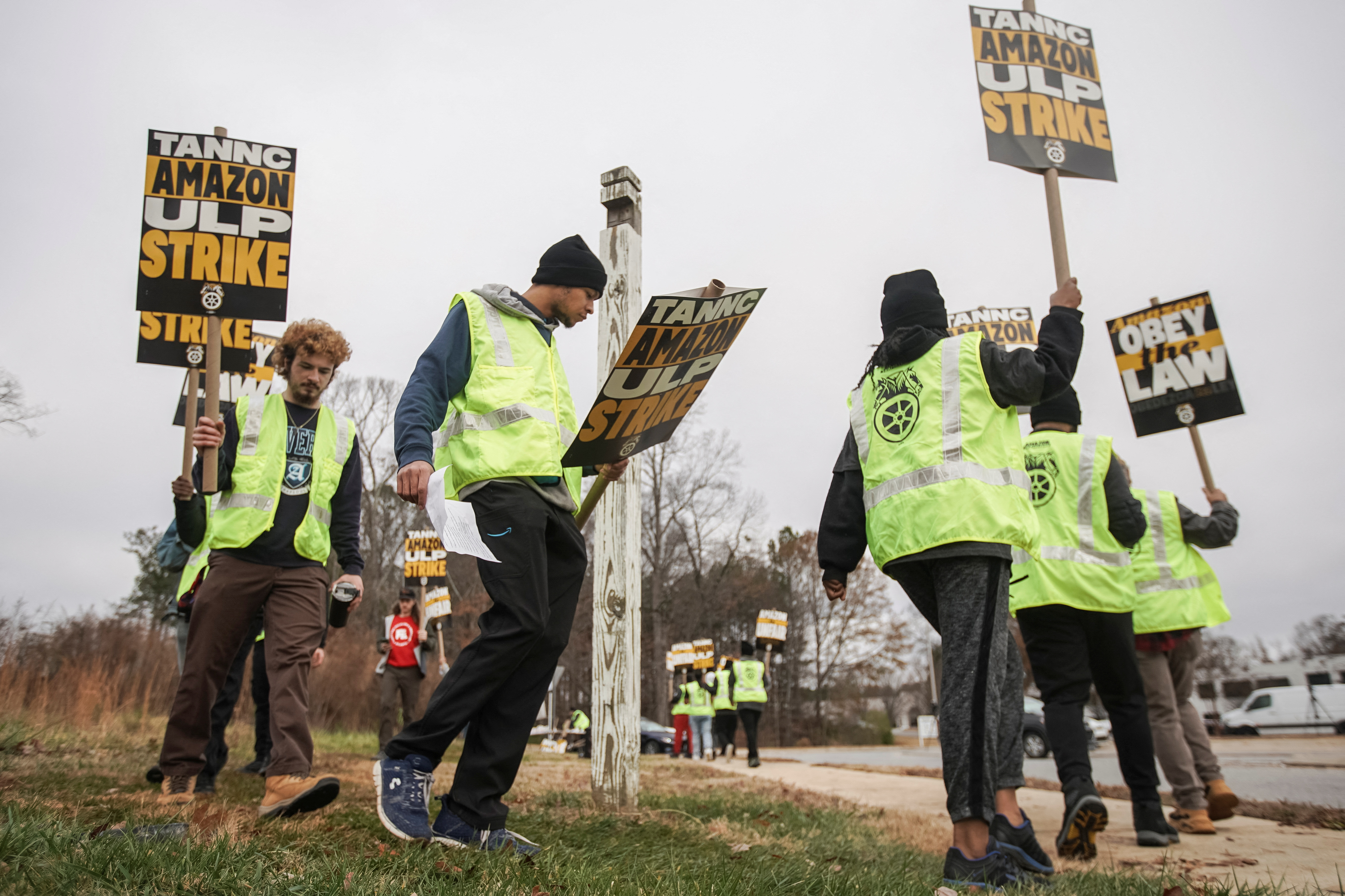 image Amazon workers strike at seven US facilities ahead of Christmas rush