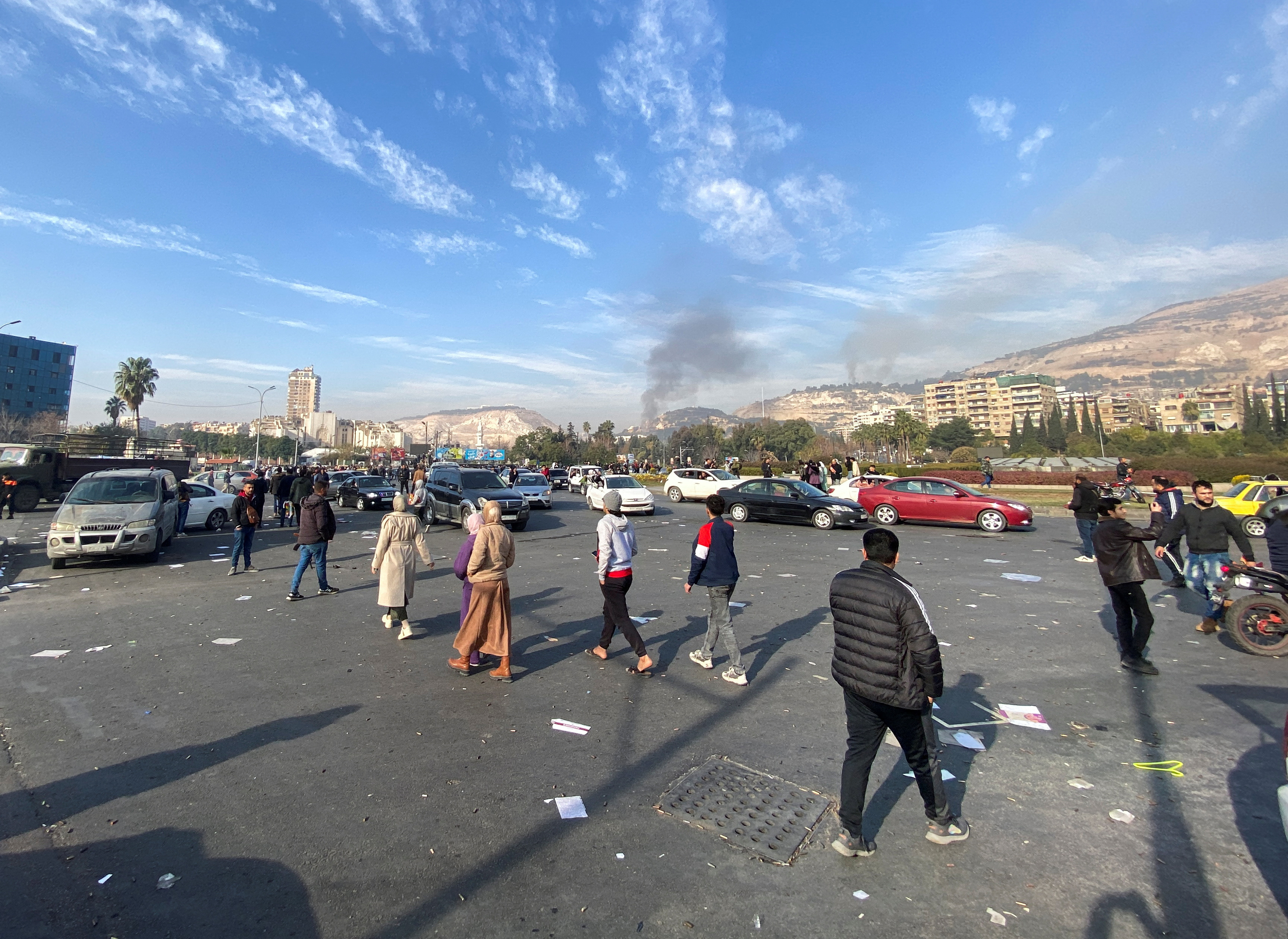 image Suspected Israeli strikes hit a part of Damascus, two security sources say