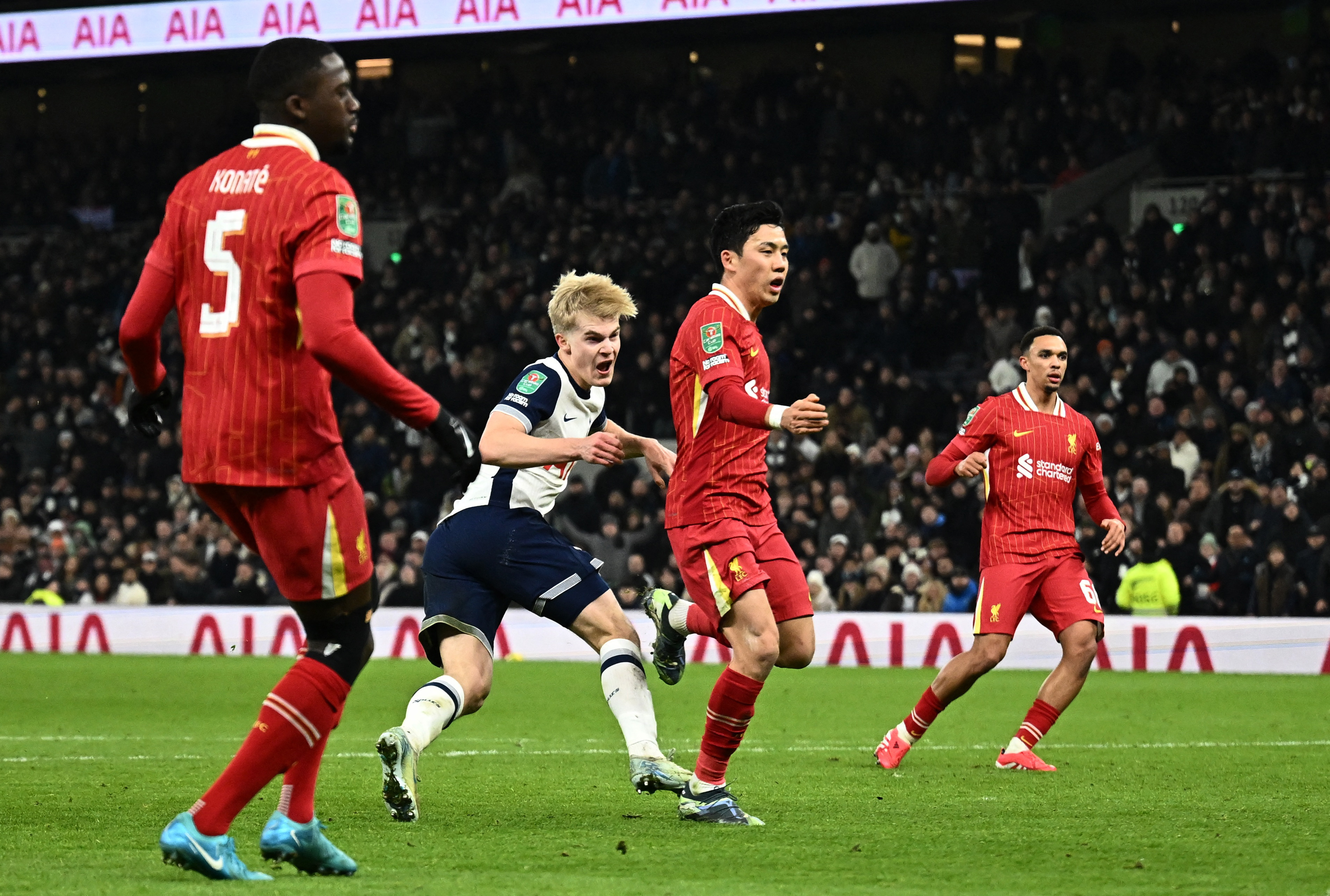 image Bergvall gives Tottenham first-leg win over Liverpool in League Cup semi-final