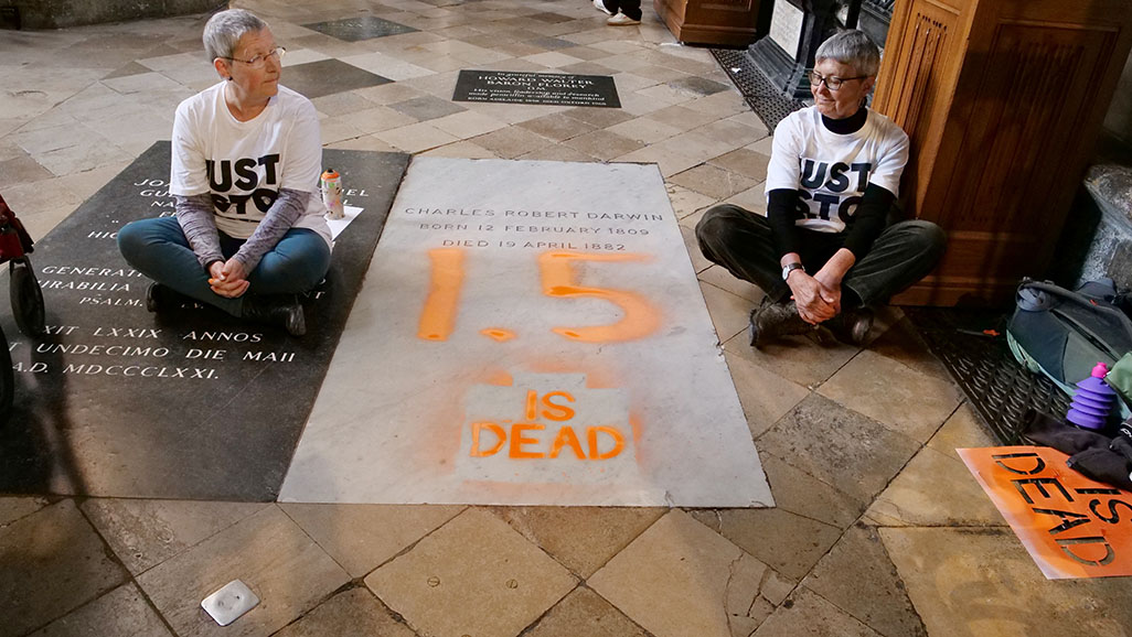 image Climate activists deface Darwin&#8217;s grave at  Westminster Abbey