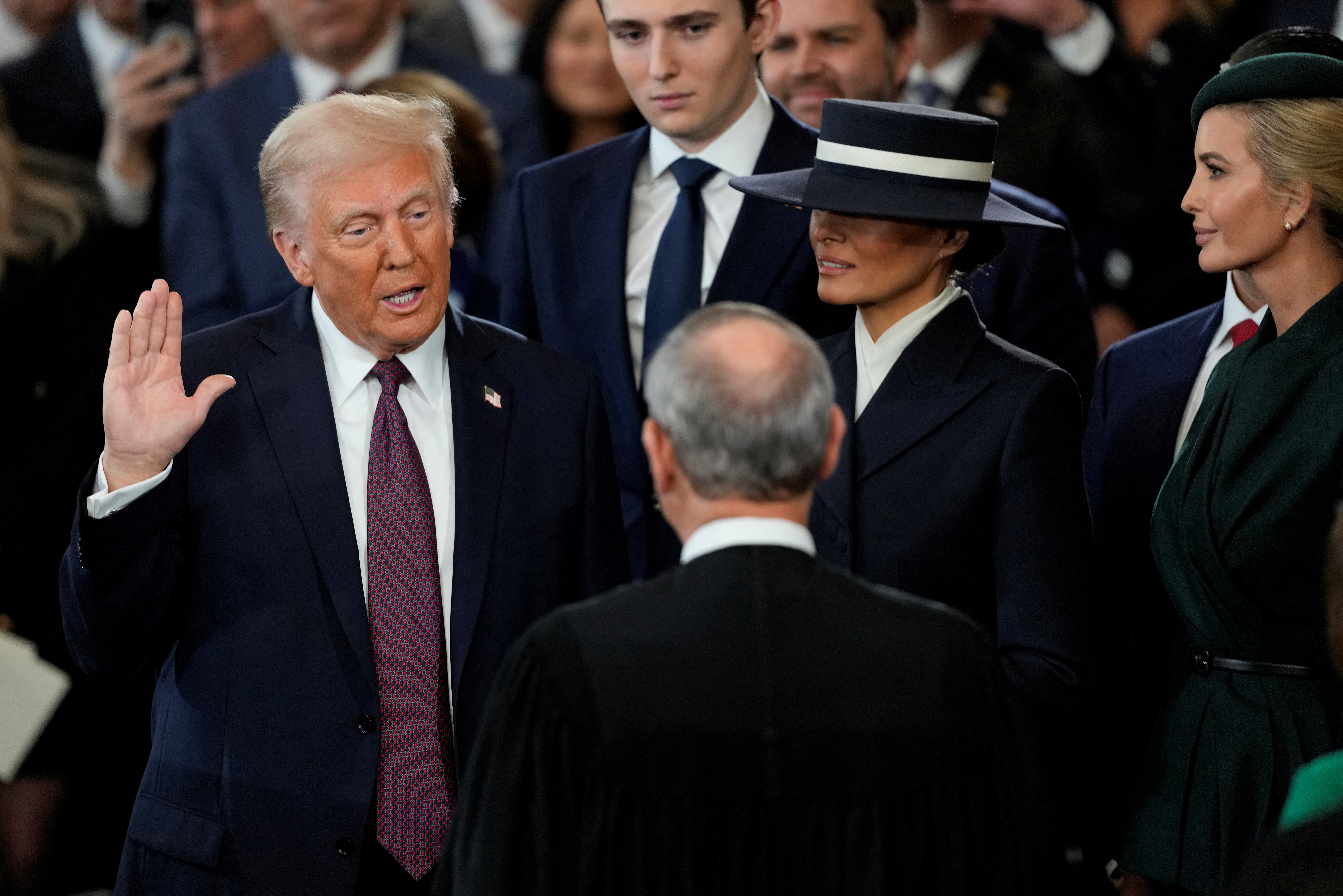 image Trump sworn in a second time, says he was &#8216;saved by God&#8217; to rescue America