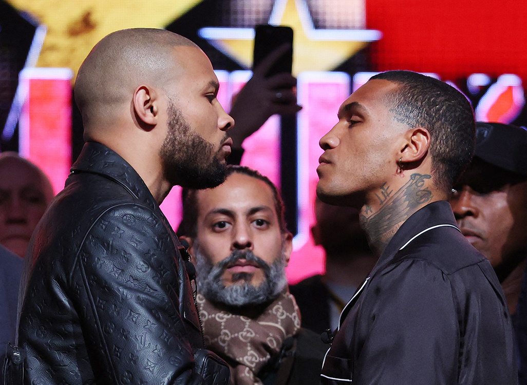 image Eubank Jr slaps Benn with egg in press conference