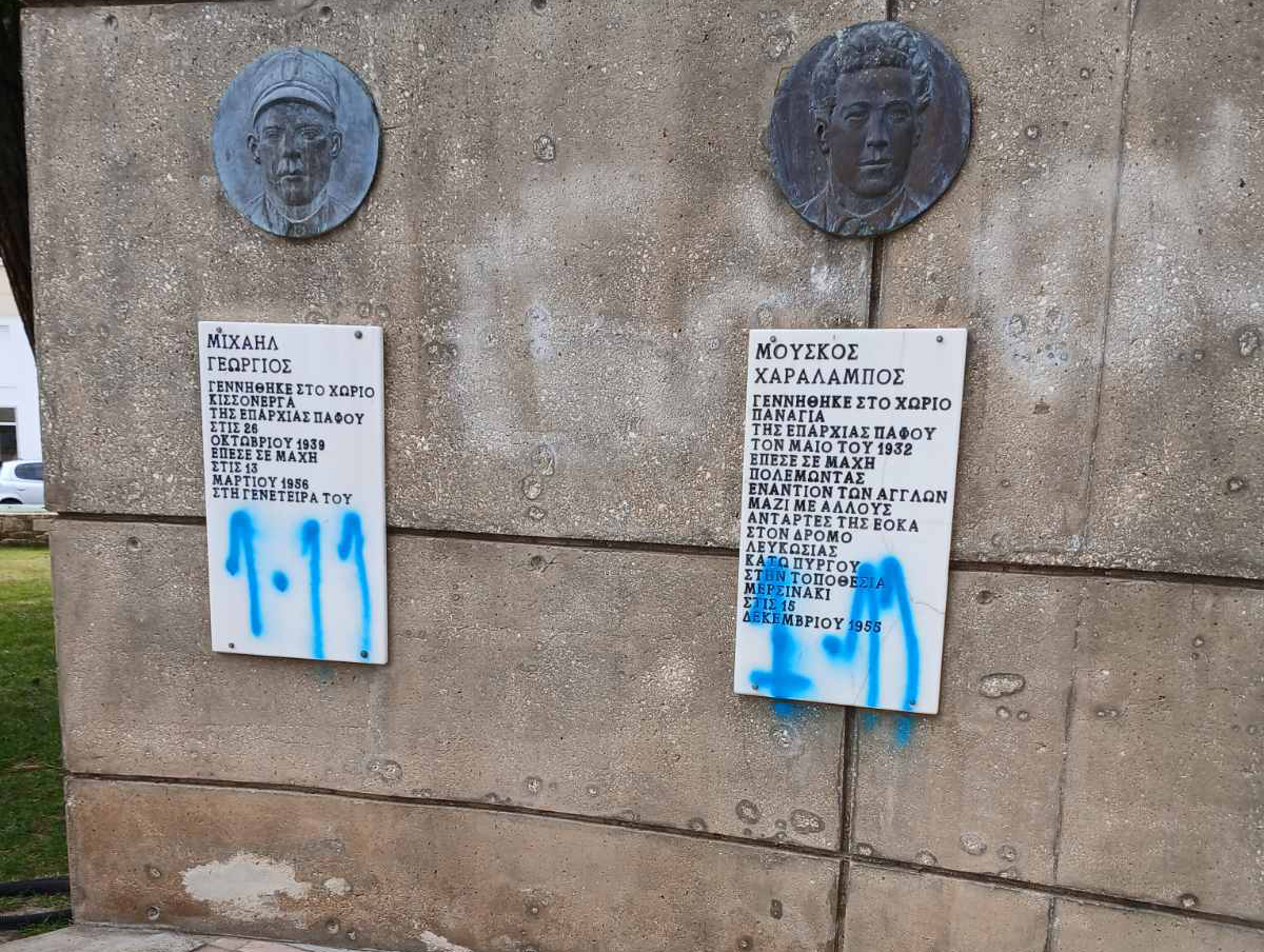 image Vandalised Eoka monument in Paphos