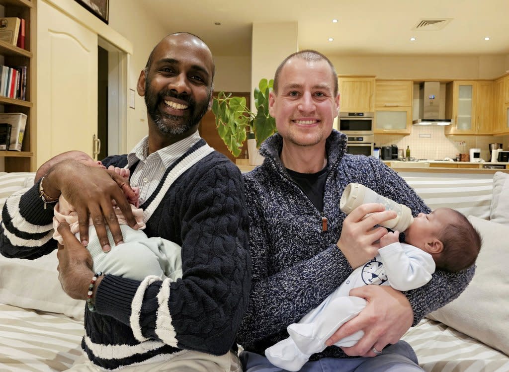 image British same-sex couple departs from Cyprus with surrogate twins