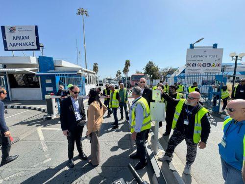 image Larnaca port workers on a 24-hour strike