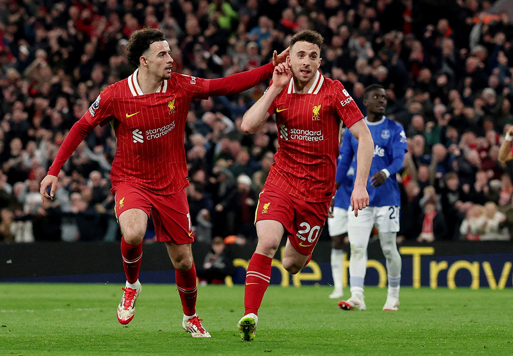 image Liverpool restore 12-point lead as Jota seals Merseyside derby win