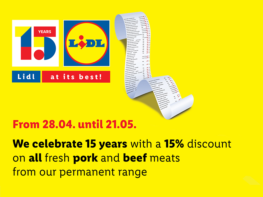 image Lidl Cyprus celebrates 15 years with a 15% discount on all fresh pork and beef products