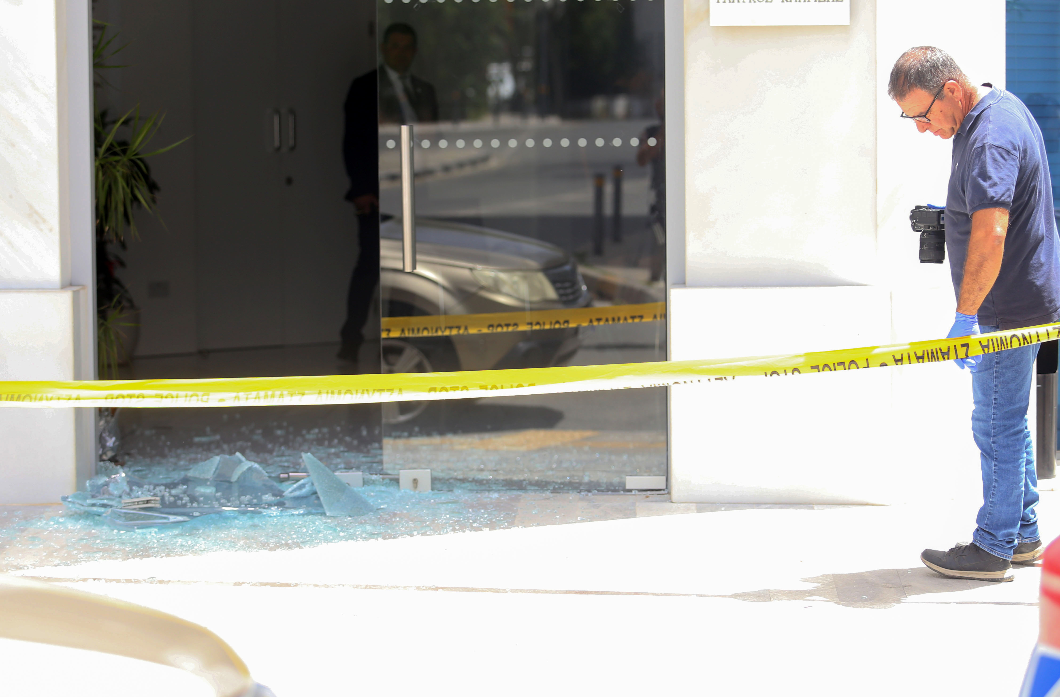image Disy offices vandalised, front door smashed