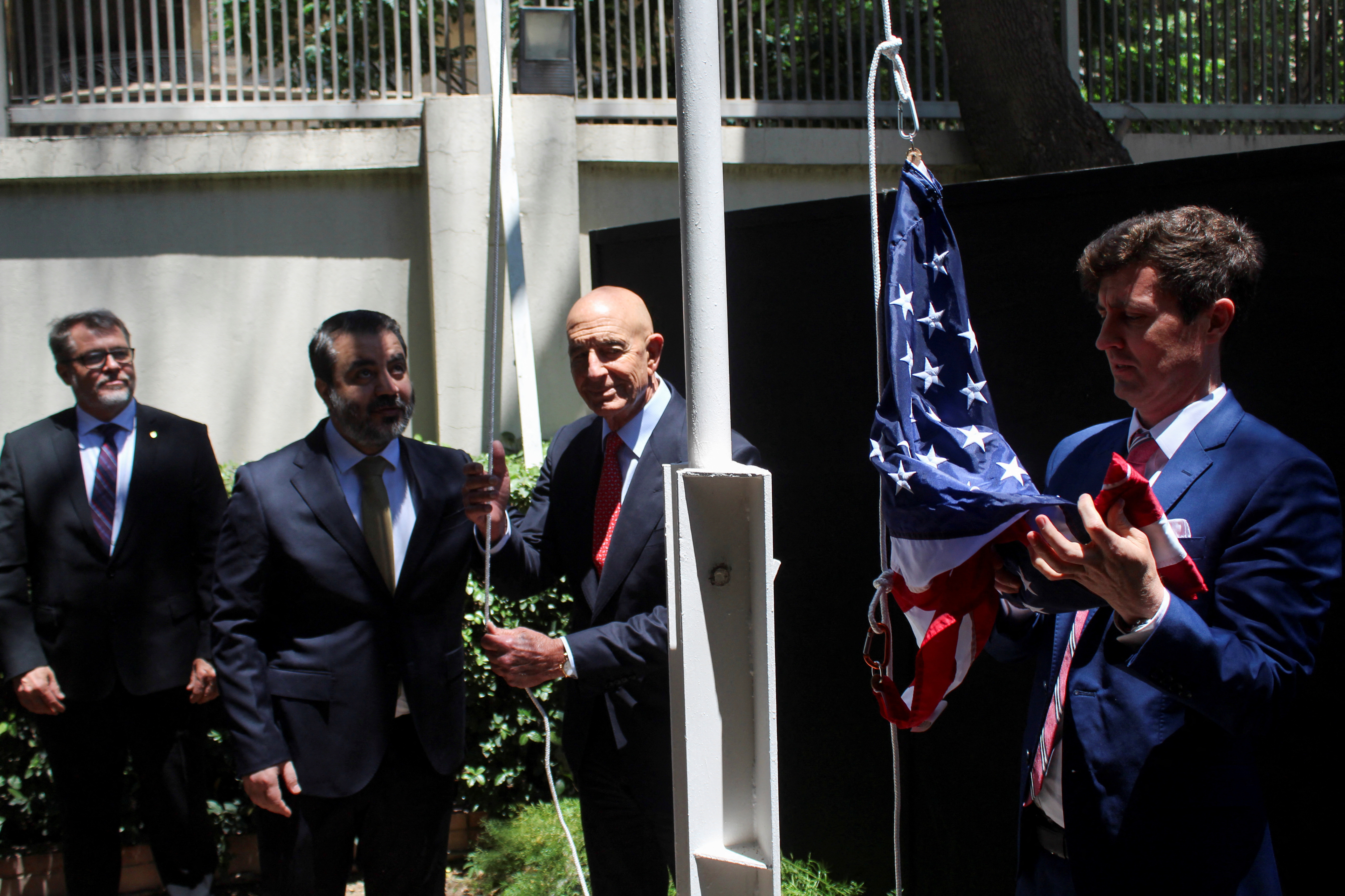 image US flag raised in Damascus, envoy says Syria-Israel peace is possible