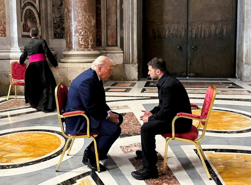image Zelenskiy says he discussed air defence, sanctions with Trump in Vatican meeting