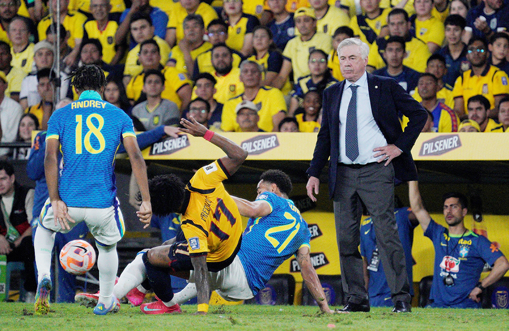 cover Lacklustre Ancelotti debut as Brazil held to goalless draw at Ecuador