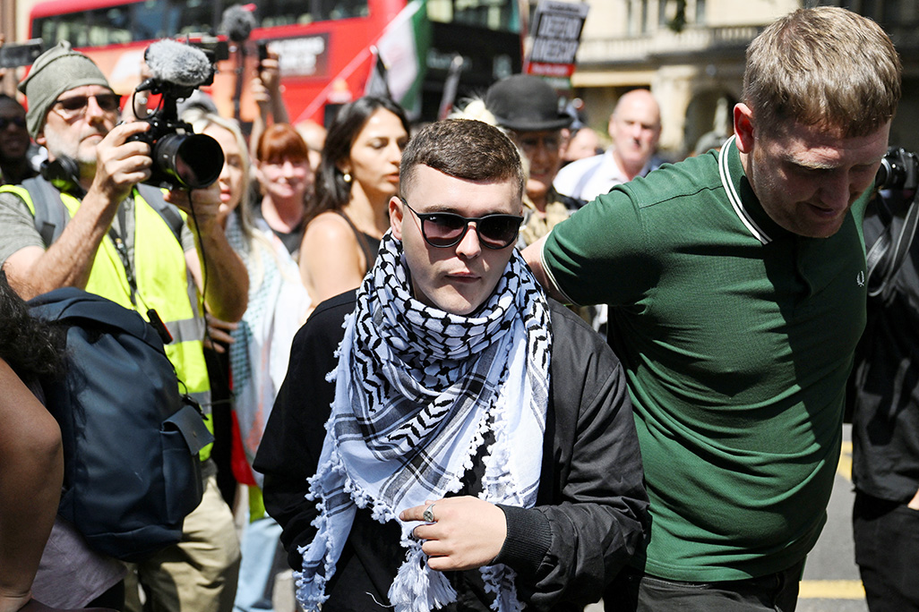 cover Hundreds support Irish group Kneecap at UK court over terrorism offence charge