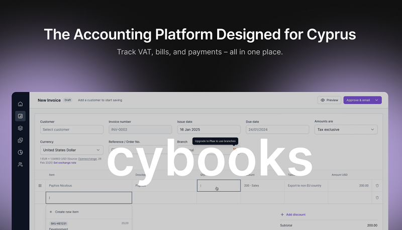 cover Cybooks: accounting software built for small businesses in Cyprus