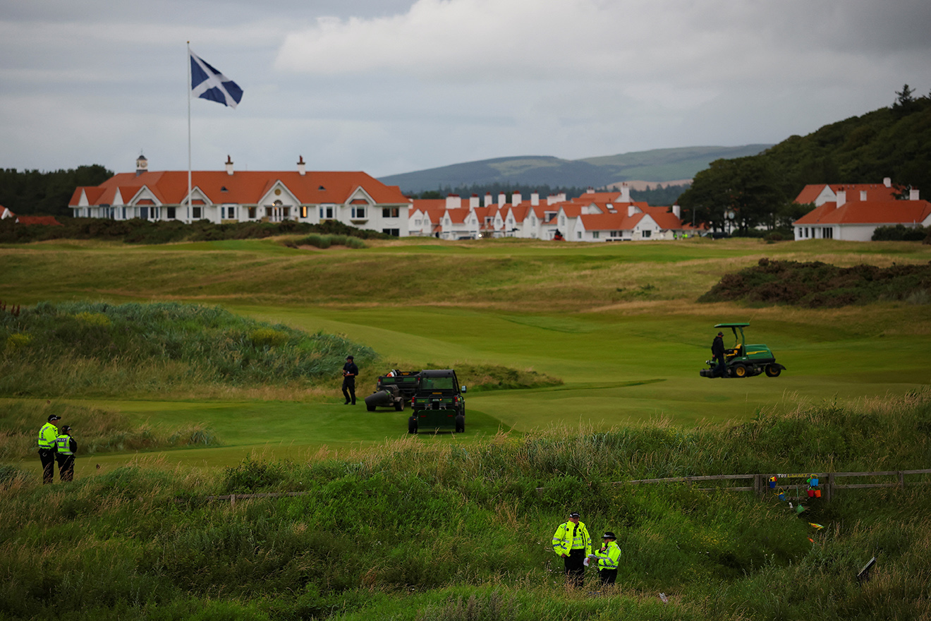 cover Trump arrives in Scotland for golf and bilateral talks as EU trade deal nears