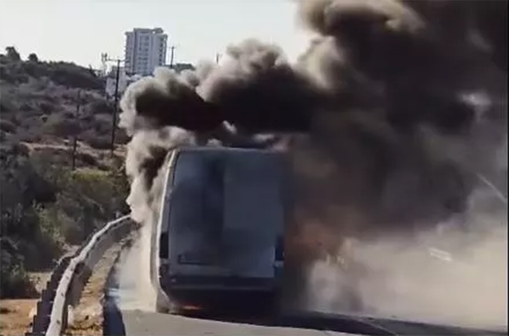 image Only 12 soldiers were in van that caught fire