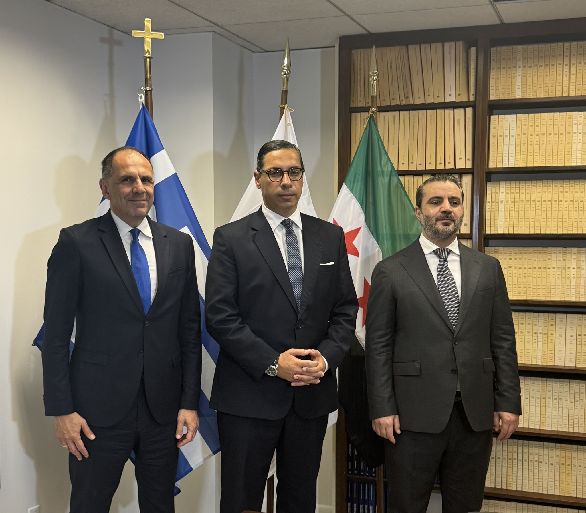 cover Kombos meets with Greek and Syrian foreign ministers in New York