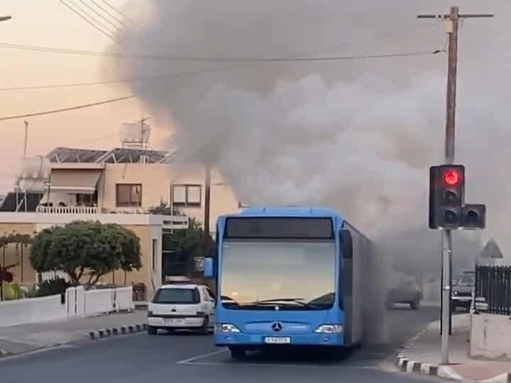 cover Bus catches fire in Chloraka, driver escapes unharmed