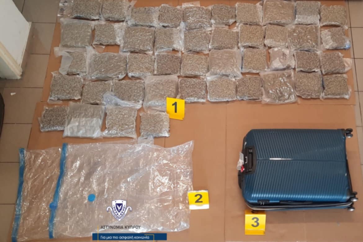 cover Man arrested with over 24kg of cannabis at Larnaca airport