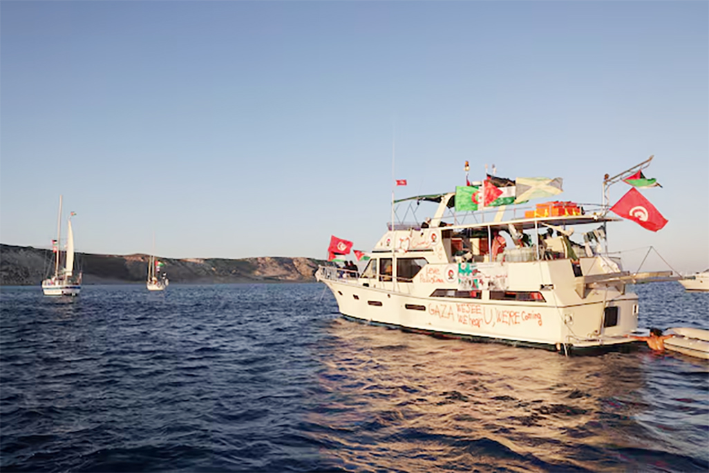 image Drones from Turkey circle Gaza aid flotilla as boats sail east 