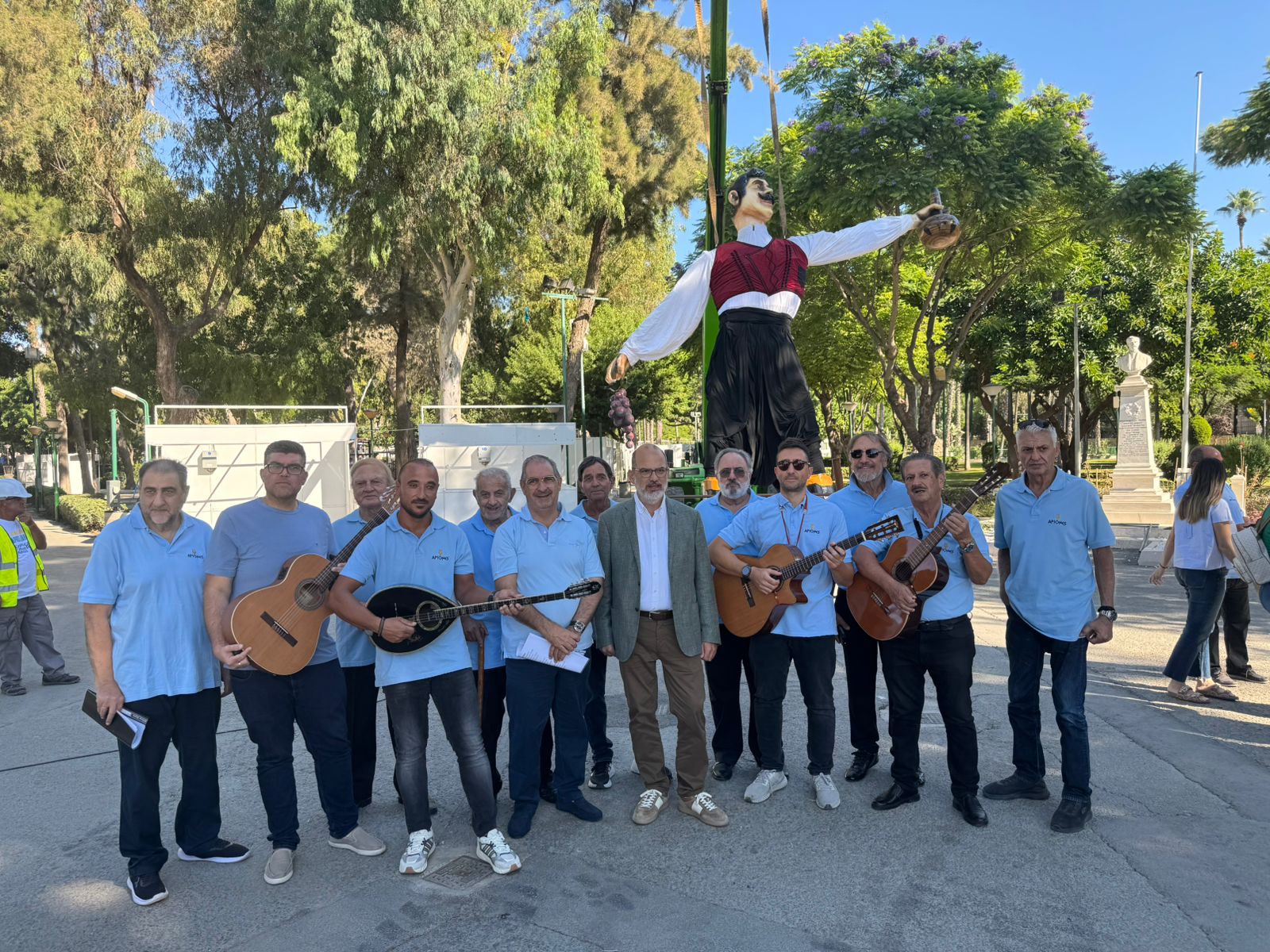 cover Traditional statue in place ahead of Limassol wine festival