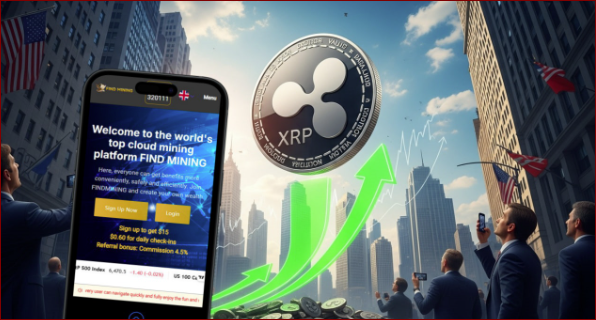 cover XRP price surged past $3 today. FindMining&#8217;s regulated XRP mobile mining app helps you earn a stable passive income of $9,700 per day