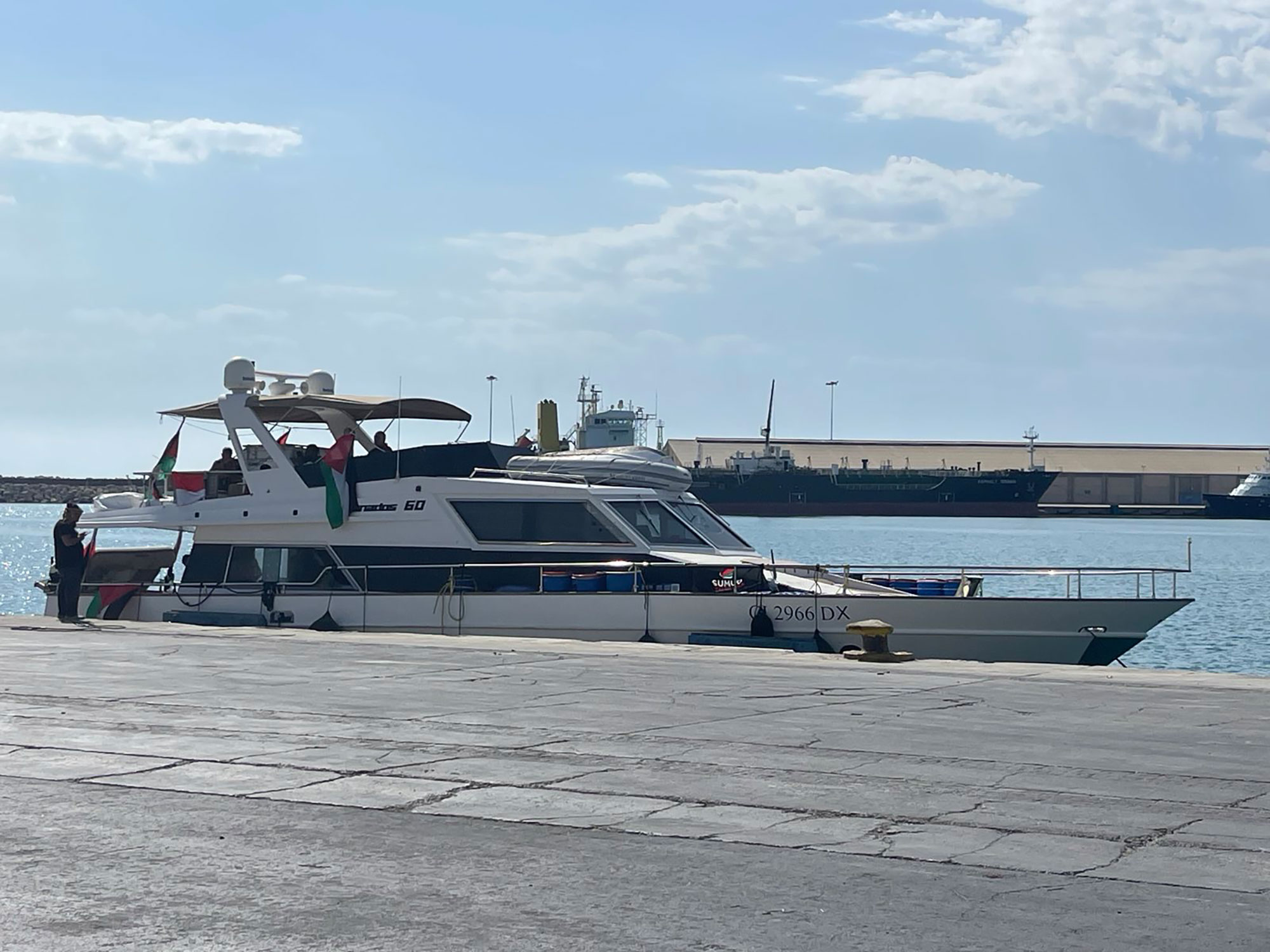 image Second Gaza Sumud flotilla boat with 10 on board docks in Paphos