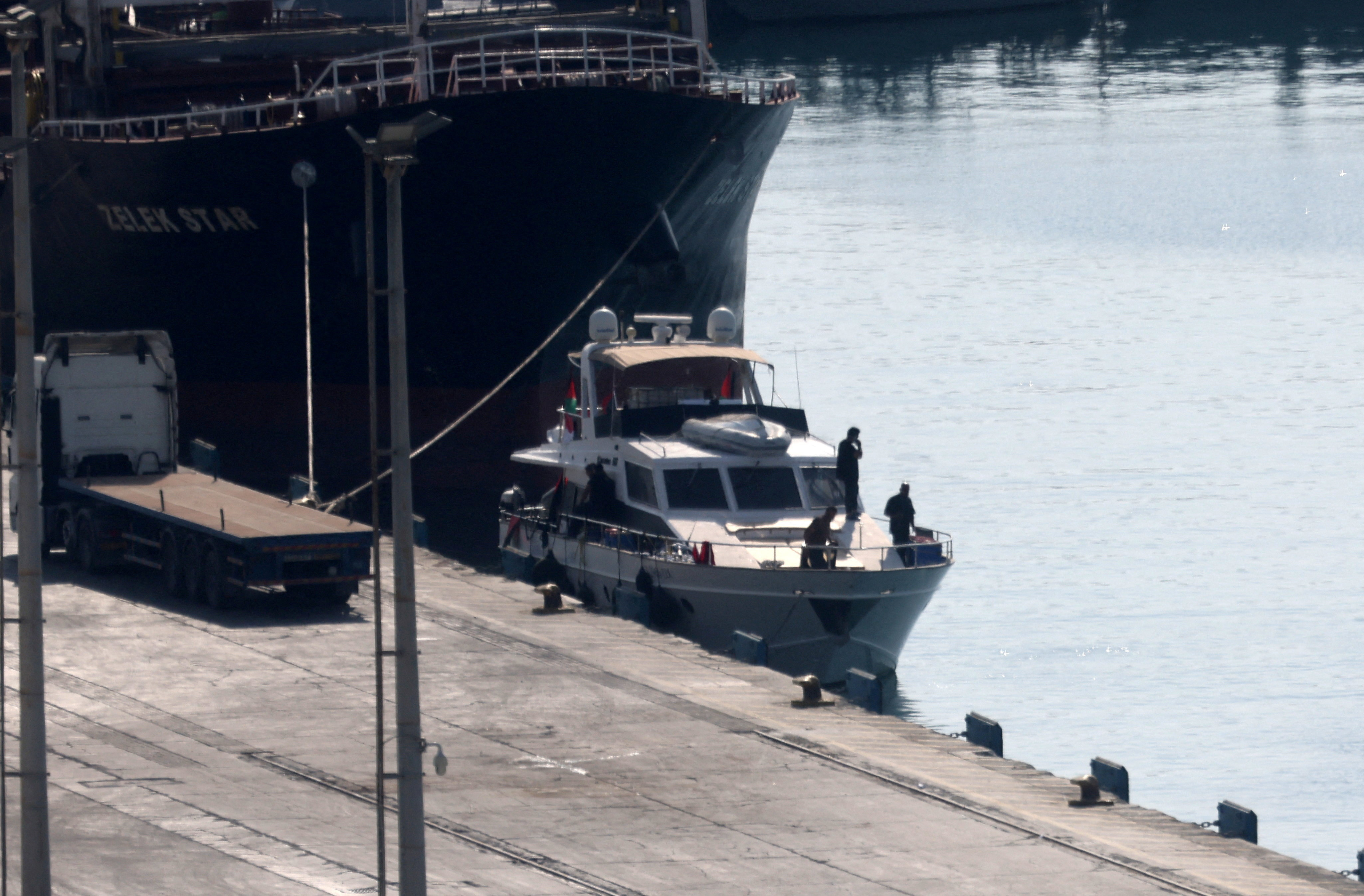 cover 50 people, including mayor, gather to welcome flotilla ship to Larnaca