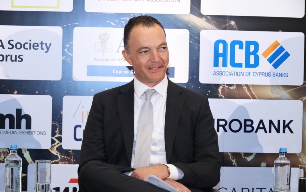 Panayiotis Chrysostomou, manager of banking services & representative offices at Eurobank, taking part in a panel titled “India & Cyprus – Building Bridges in Alternative Investments"
