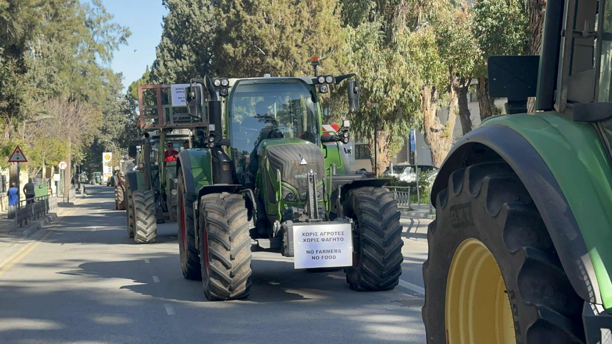 image Tractors line astern outside presidential place as farmers stage protest