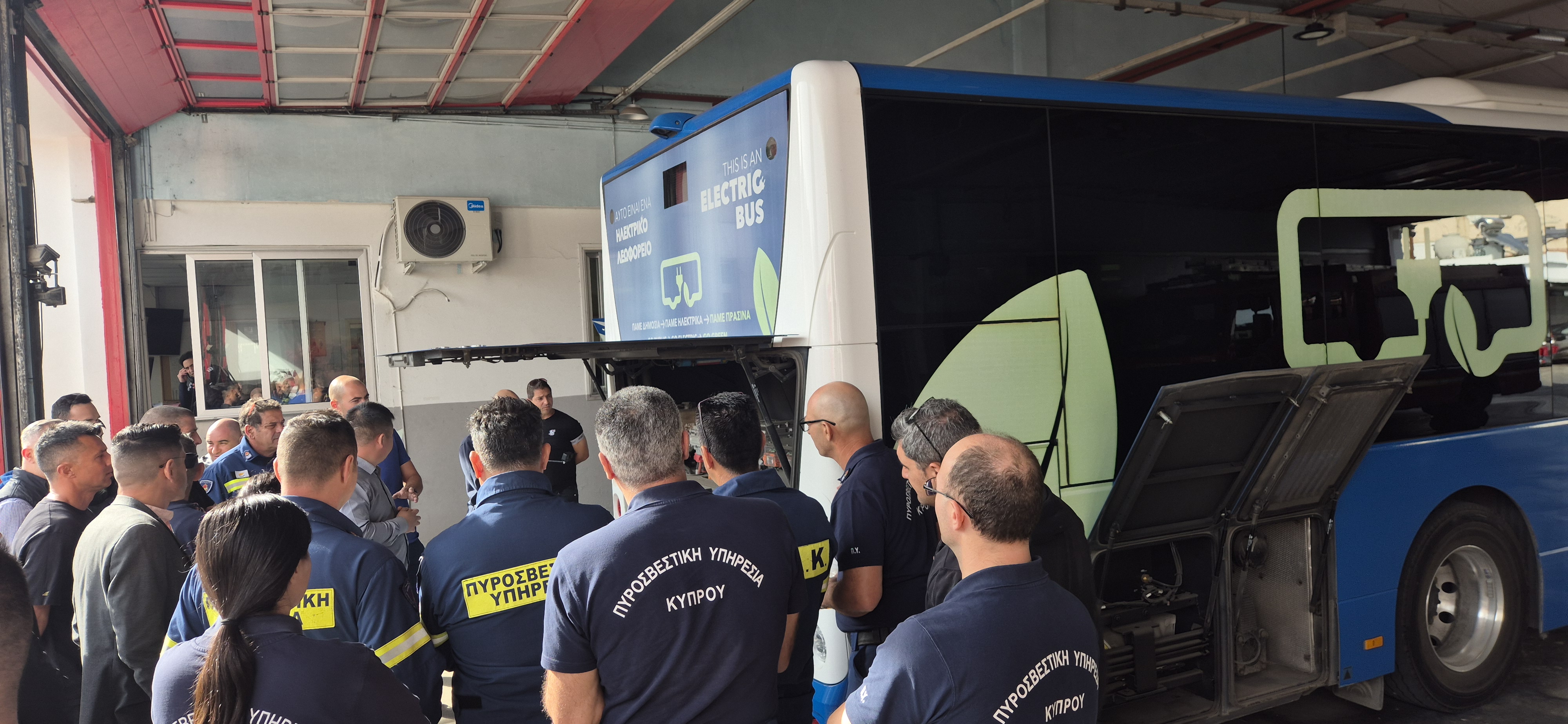 image Firefighters shown electric buses