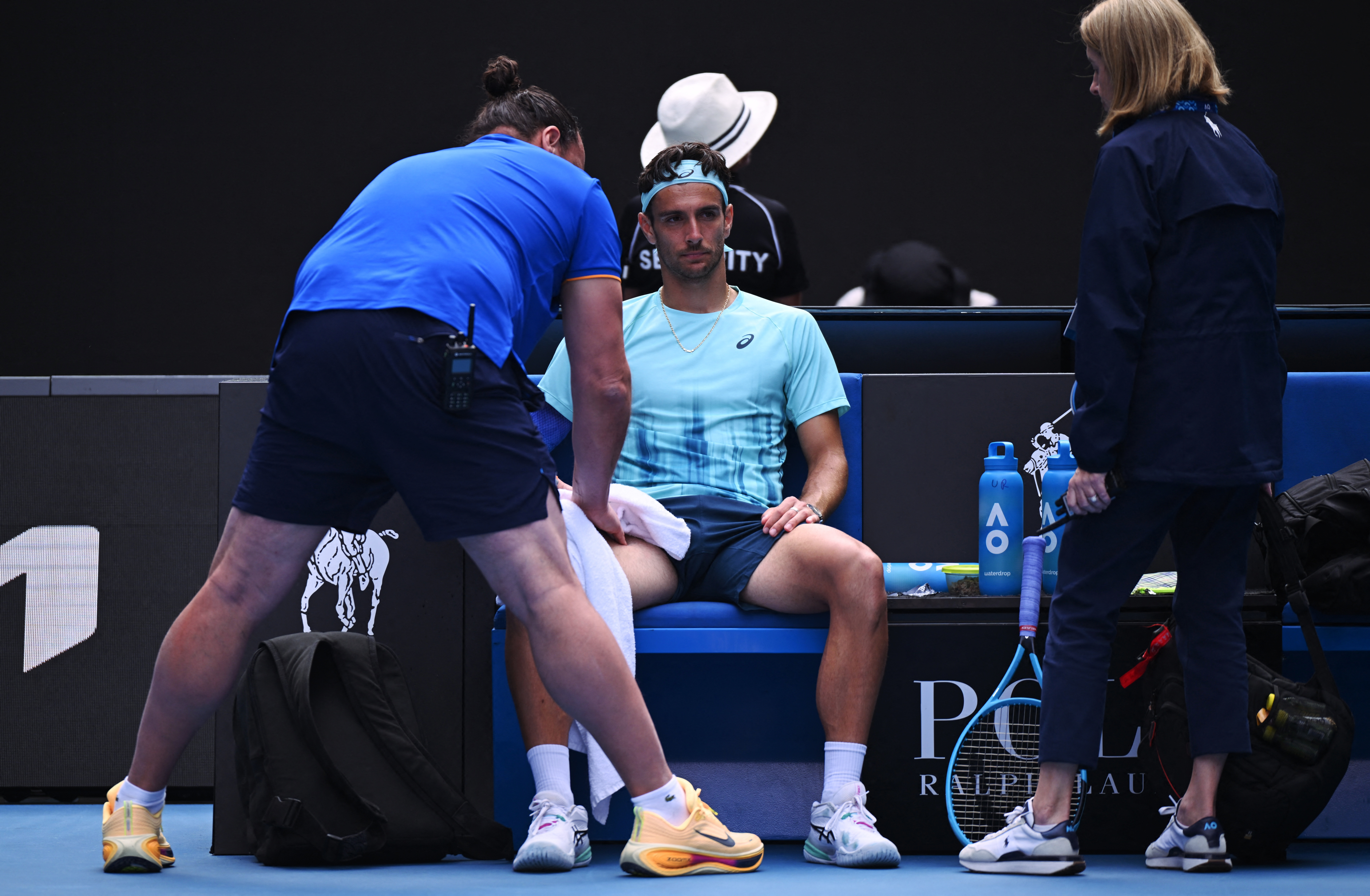 cover Djokovic through to semis after Mussetti withdraws through injury while leading 2-0