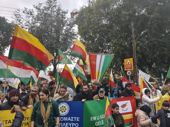cover Kurds and Cypriots rally against attacks on Rojava