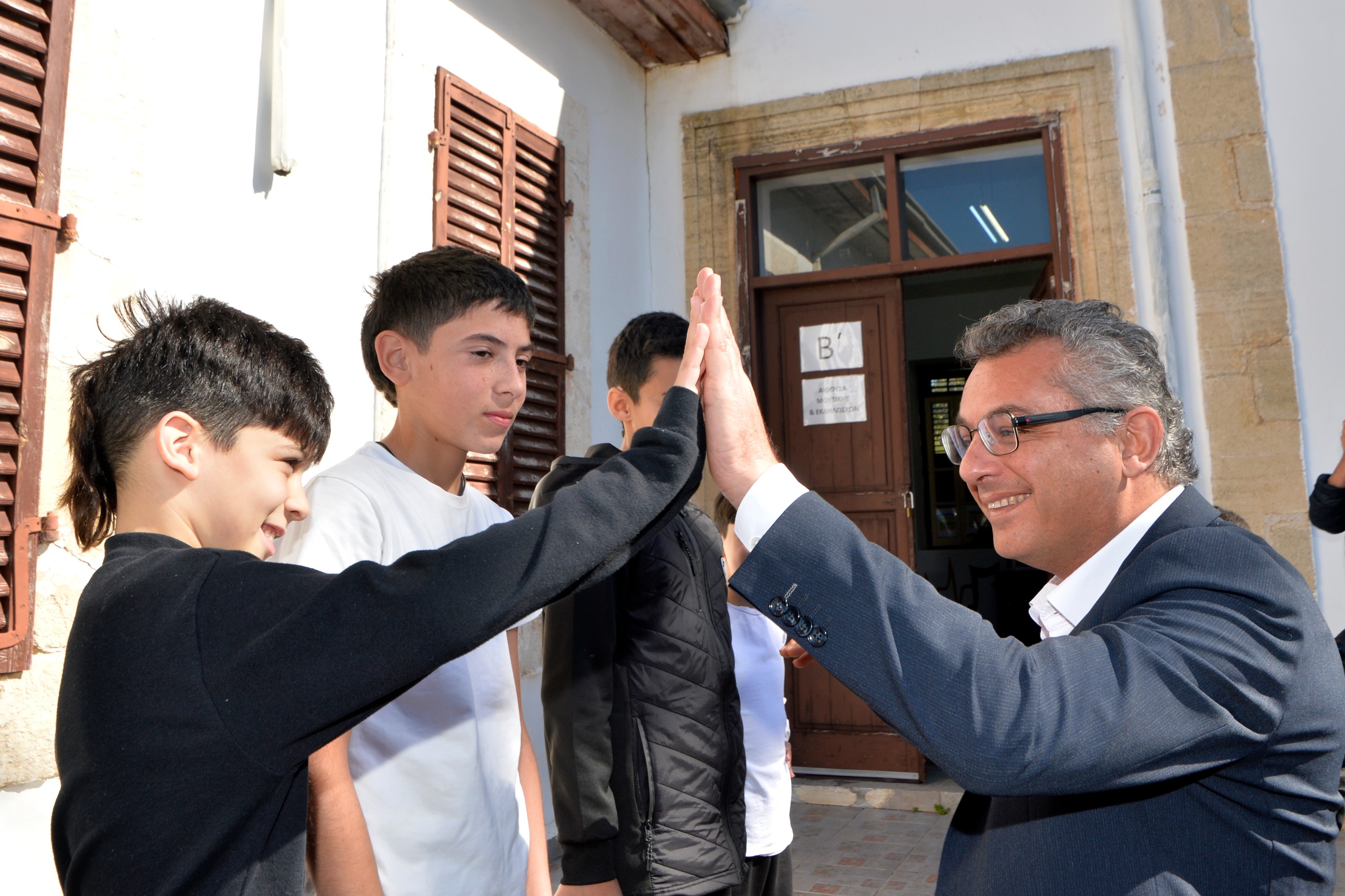cover Erhurman visits Greek Cypriot school in Rizokarpaso