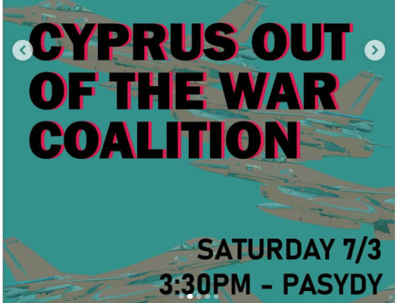 cover Anti-war demonstration on Saturday to protest Cyprus’ involvement