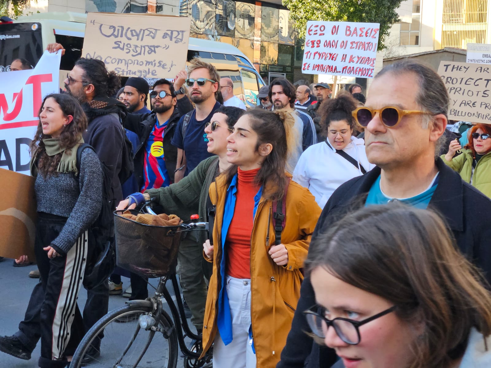 cover Activists demonstrate to demand removal of British bases