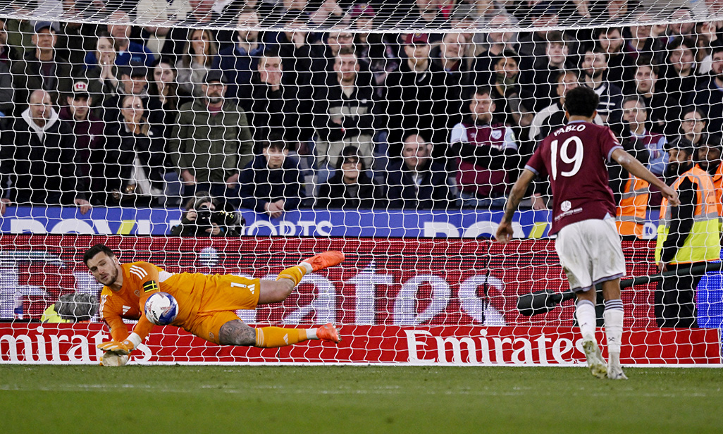 cover Perri&#8217;s penalty heroics help Leeds beat West Ham to reach semis