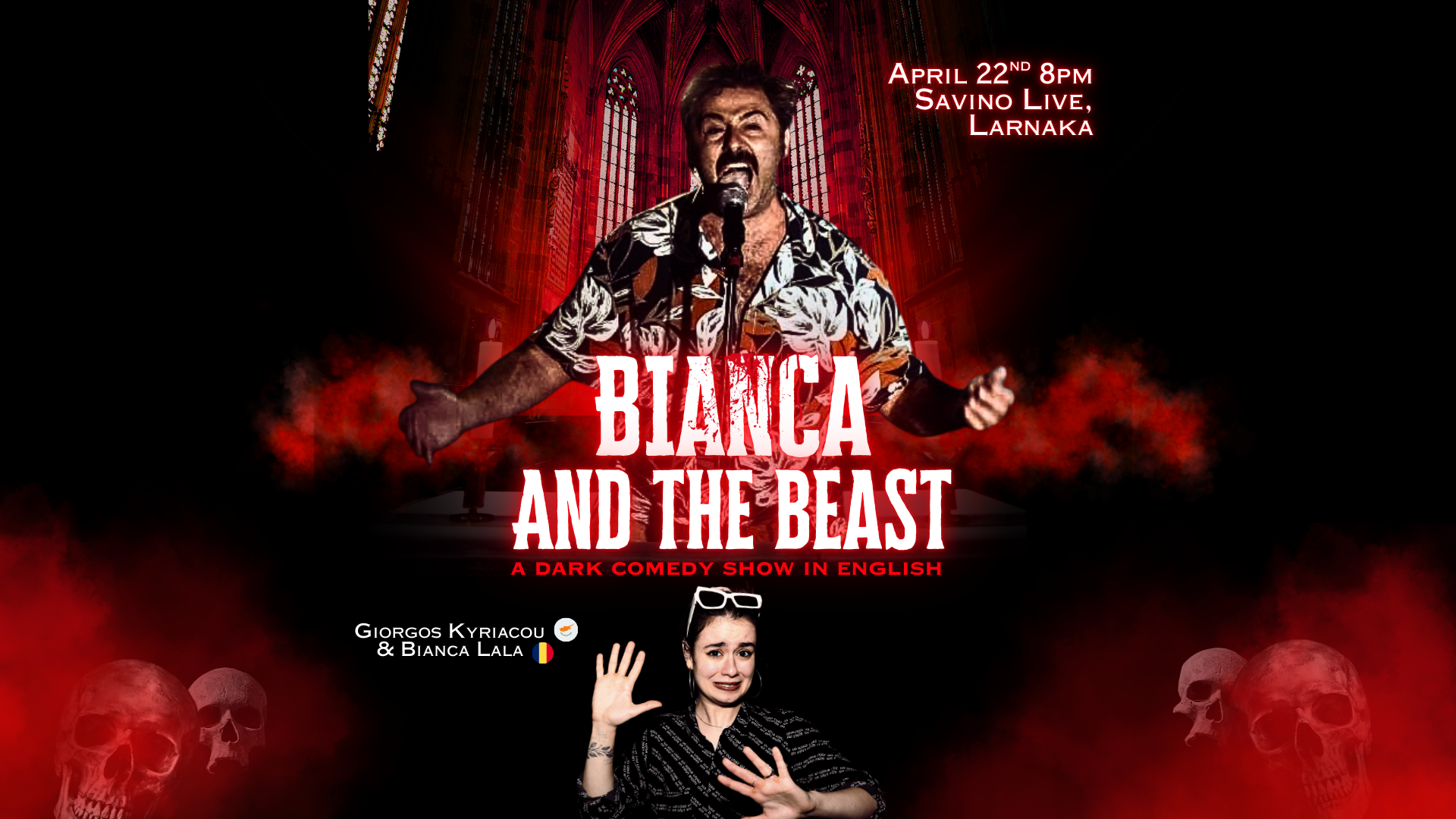 cover Dark comedy show in English tours the island