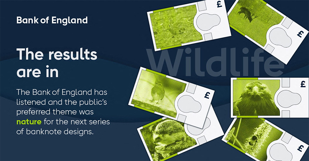 cover Wildlife to replace humans on next series of UK banknotes