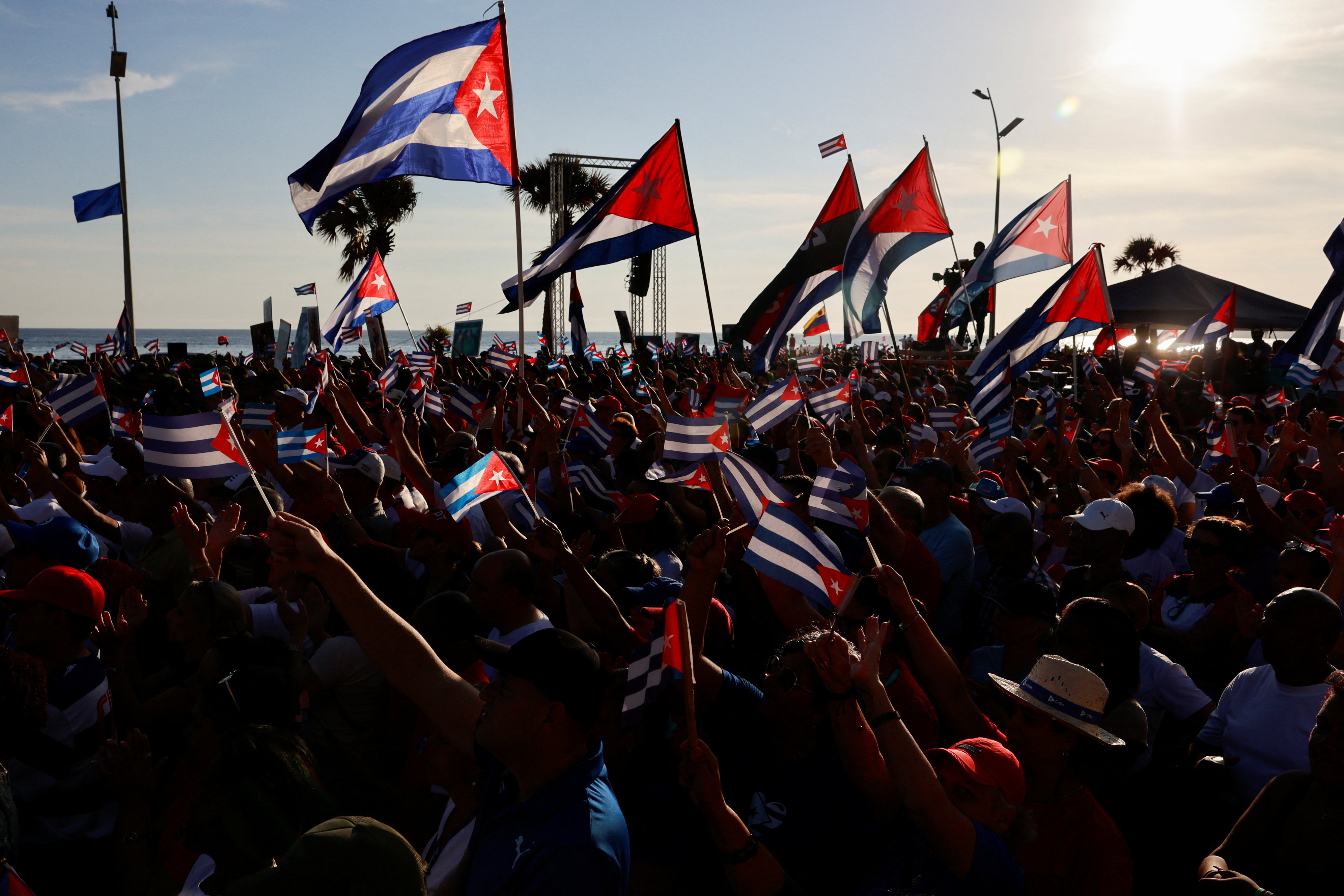 cover Cubans gather before US embassy in Havana to protest Raul Castro indictment