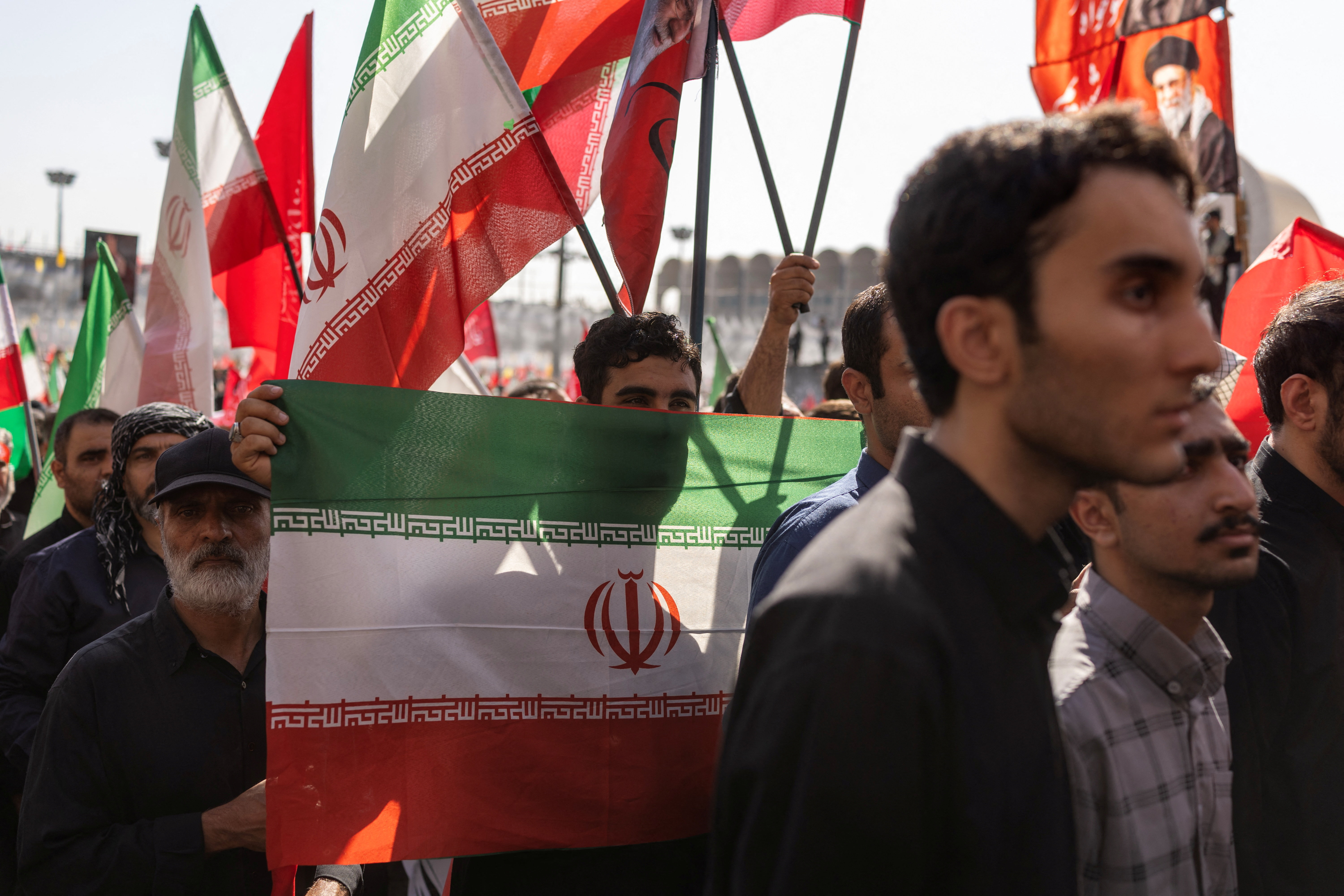 cover Three sons of Iran&#8217;s slain leader Khamenei appear at funeral, not his successor