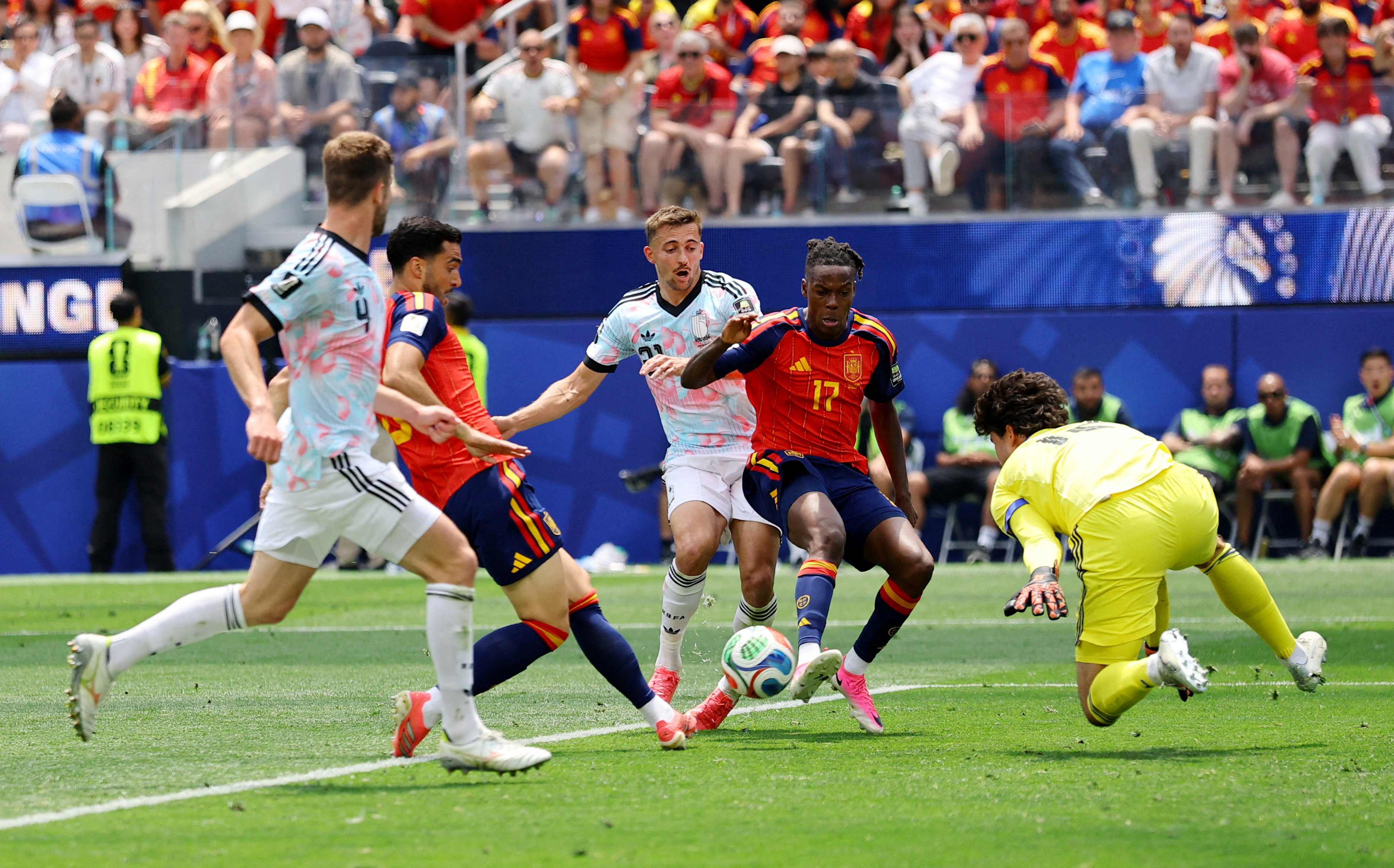 cover Merino strike sends Spain past Belgium into semis