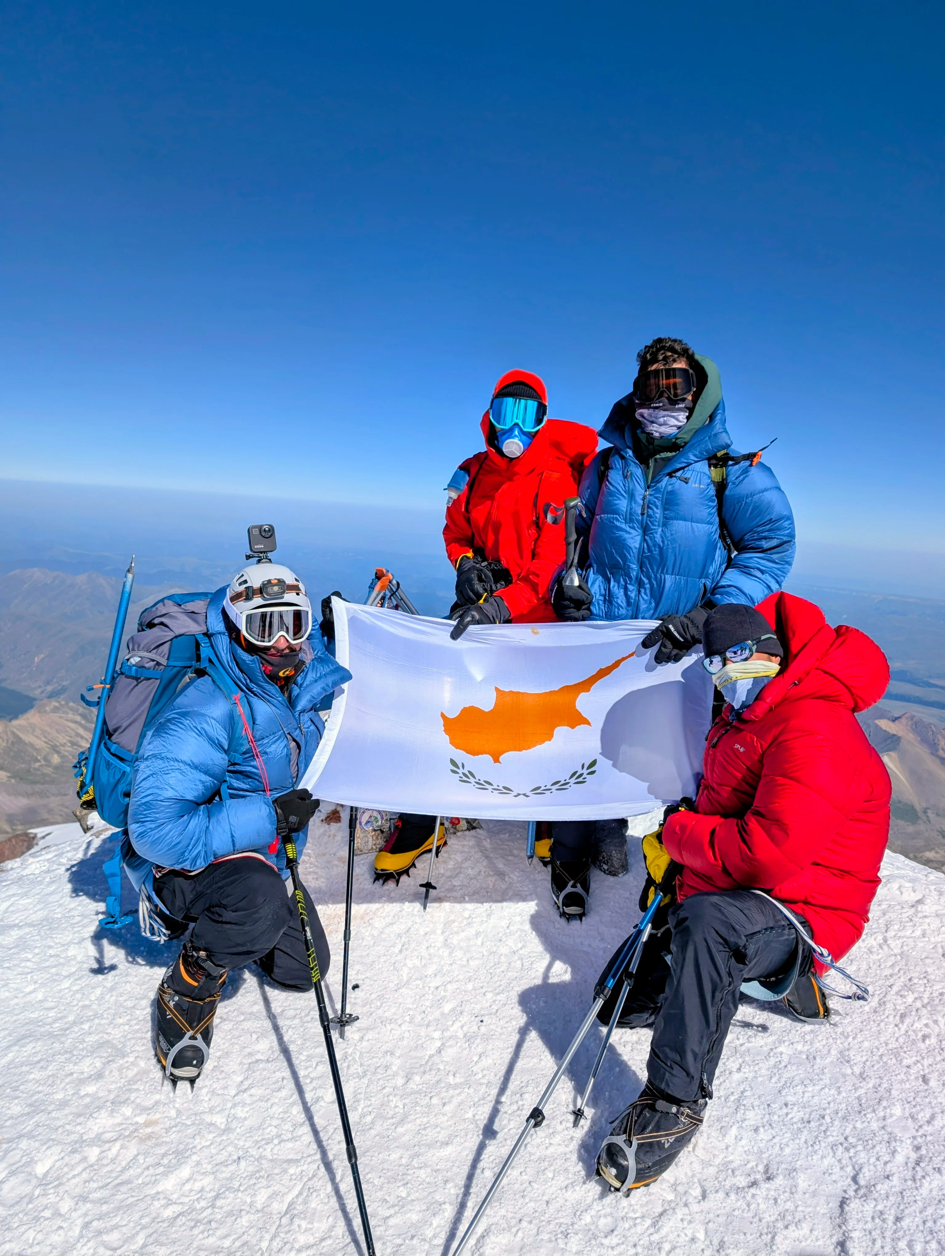 cover Cypriot climbers conquer highest mountain in Europe for cancer awareness