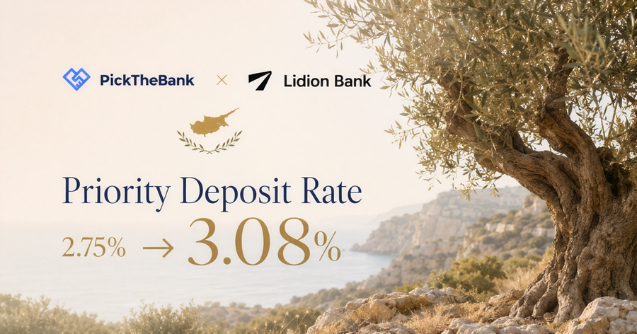 cover EUR deposit rates break 3% for Cyprus as PickTheBank, Lidion Bank announce increase