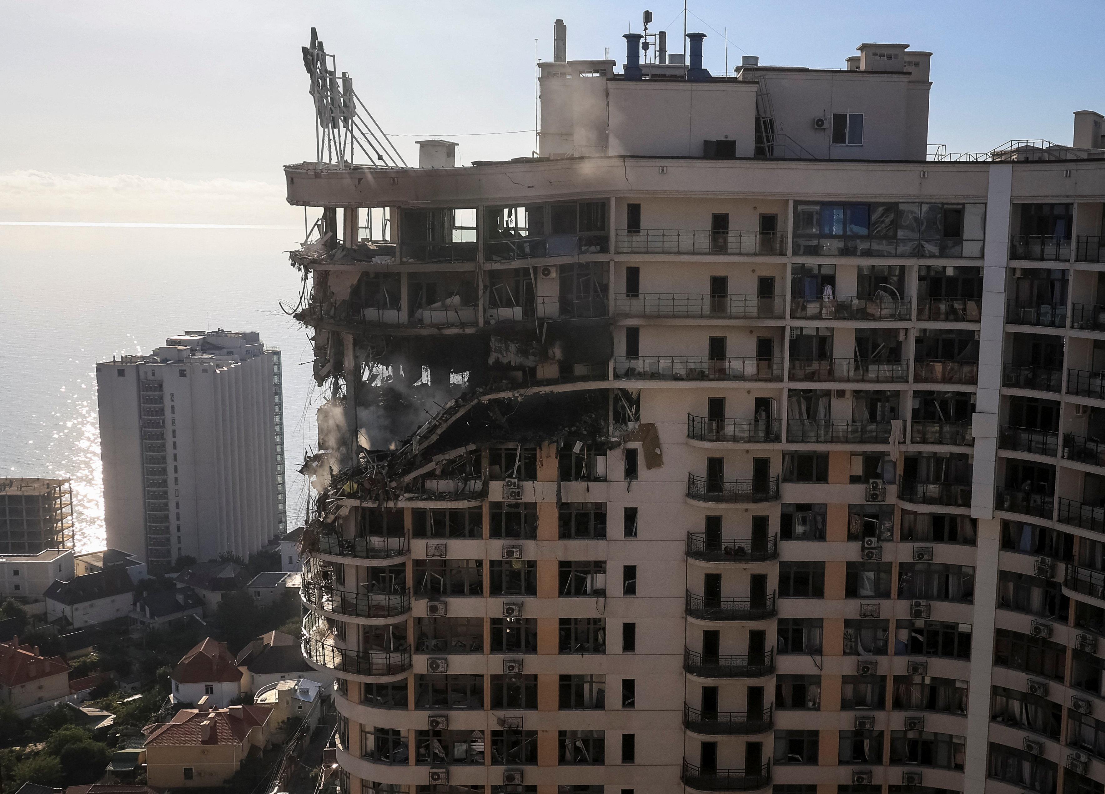 cover Russian drone attack injures five in Odessa