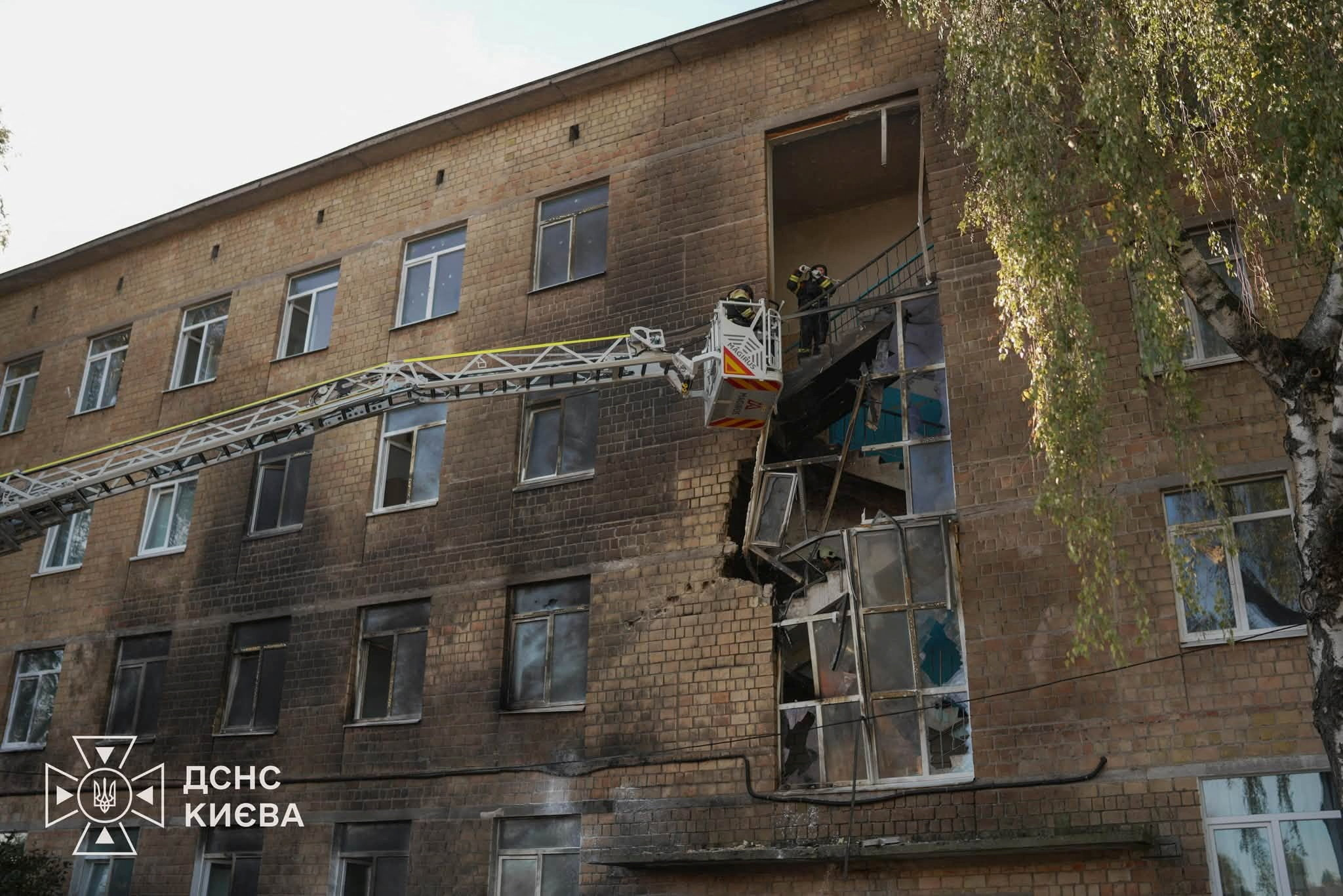 cover Russian drone smashes into Kyiv school, no injuries, officials say