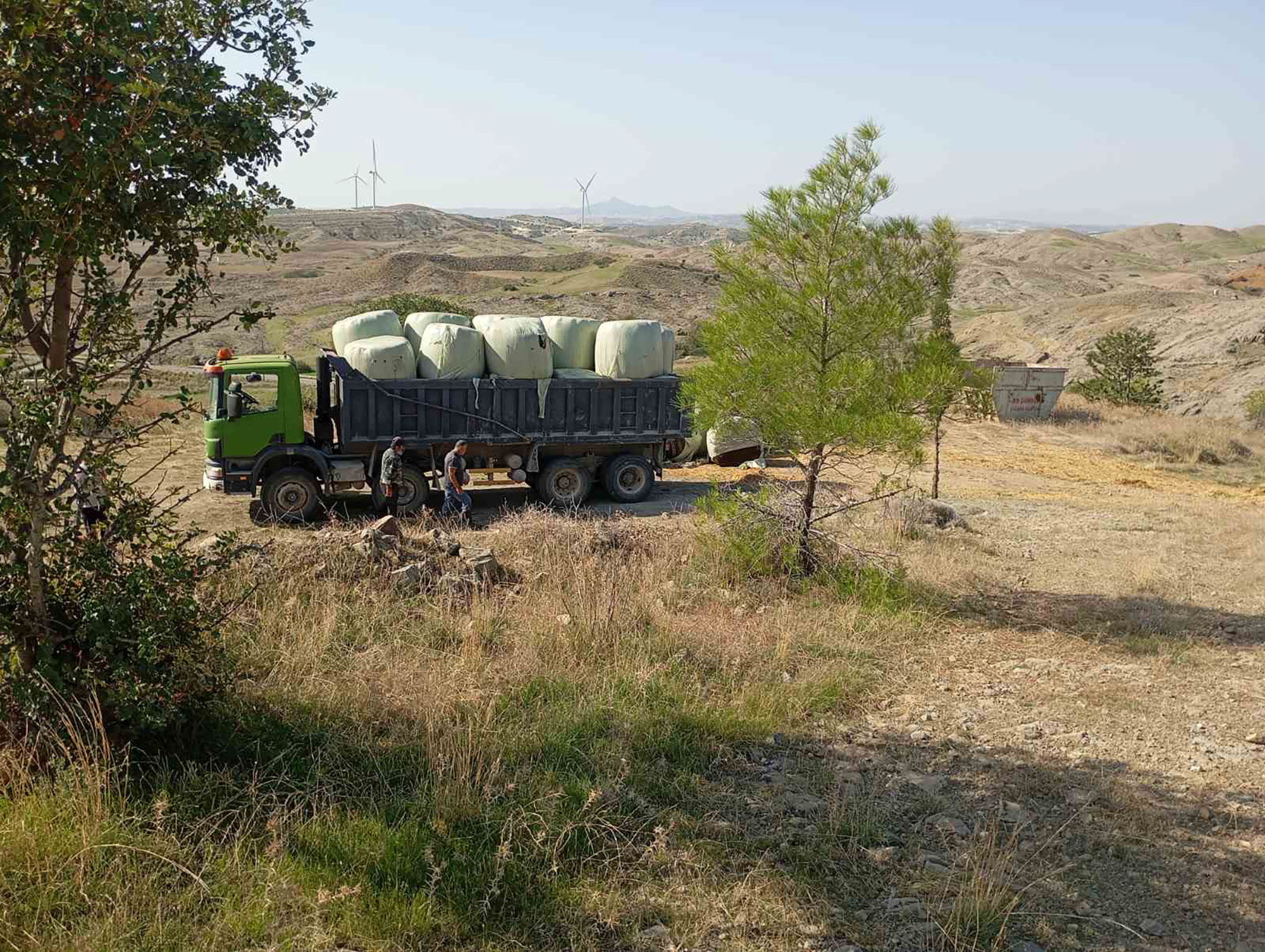 cover Infected hay bales to be buried in a safe location