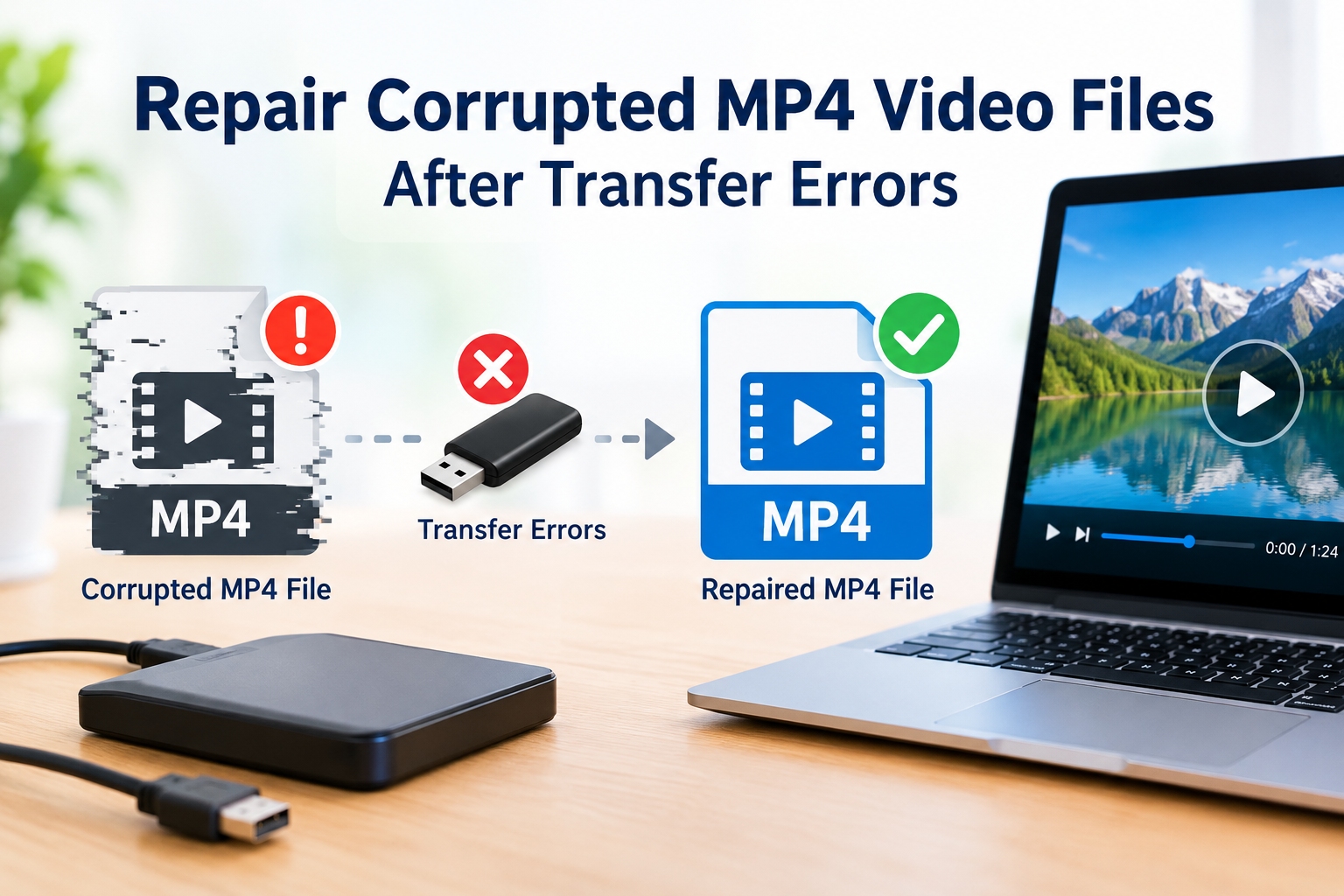 cover Repair corrupted MP4 video files after transfer errors